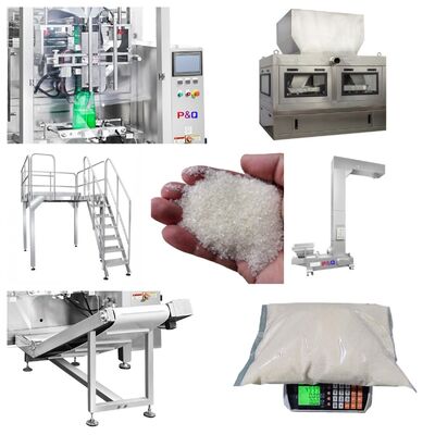 5KG White Automatic VFFS Packing Machine Weighing Filling Line for Granulated Sugar Bagging